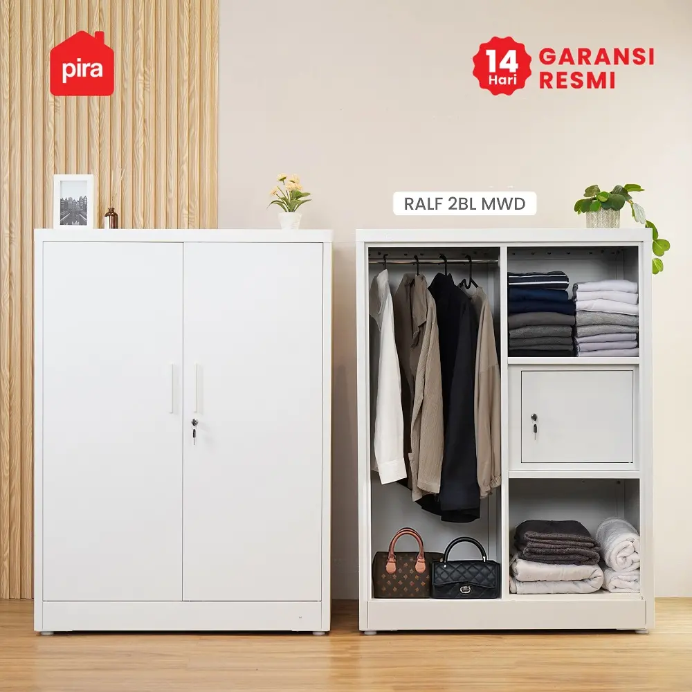 PIRA -  RALF 2BL MWD LEMARI PAKAIAN BESI 2 PINTU / LEMARI PAKAIAN ANAK warna WHITE - PIRA - foto 7