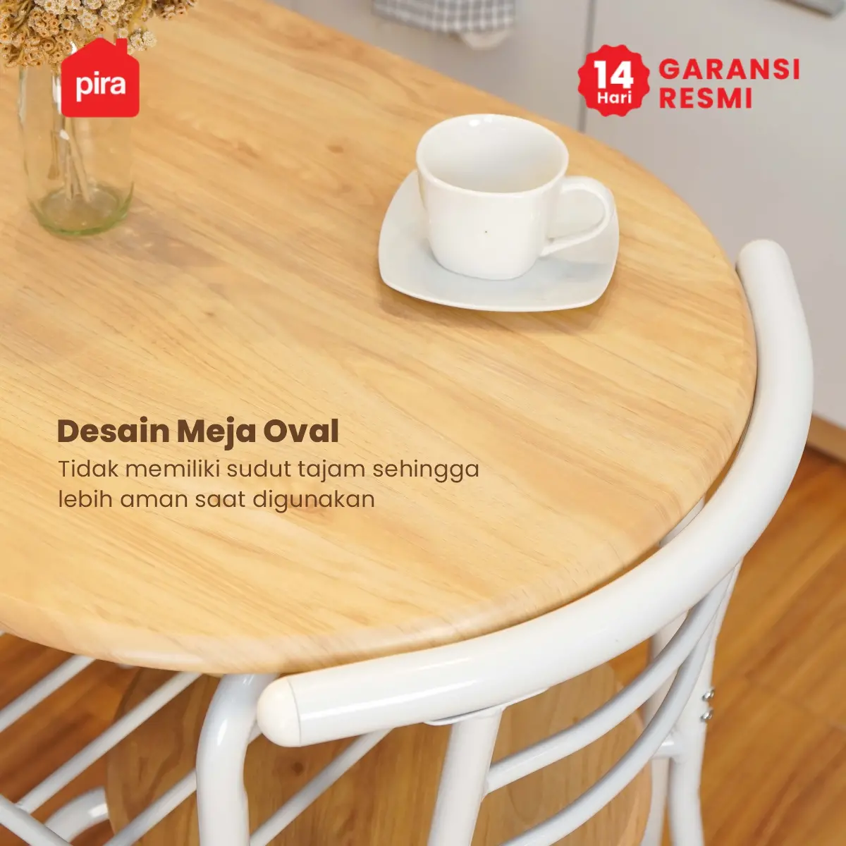 PIRA - SWAN DTS SET MEJA MAKAN DENGAN 2 SET KURSI warna PRO OAK - WHITE - PIRA METROPOLIS - foto 6
