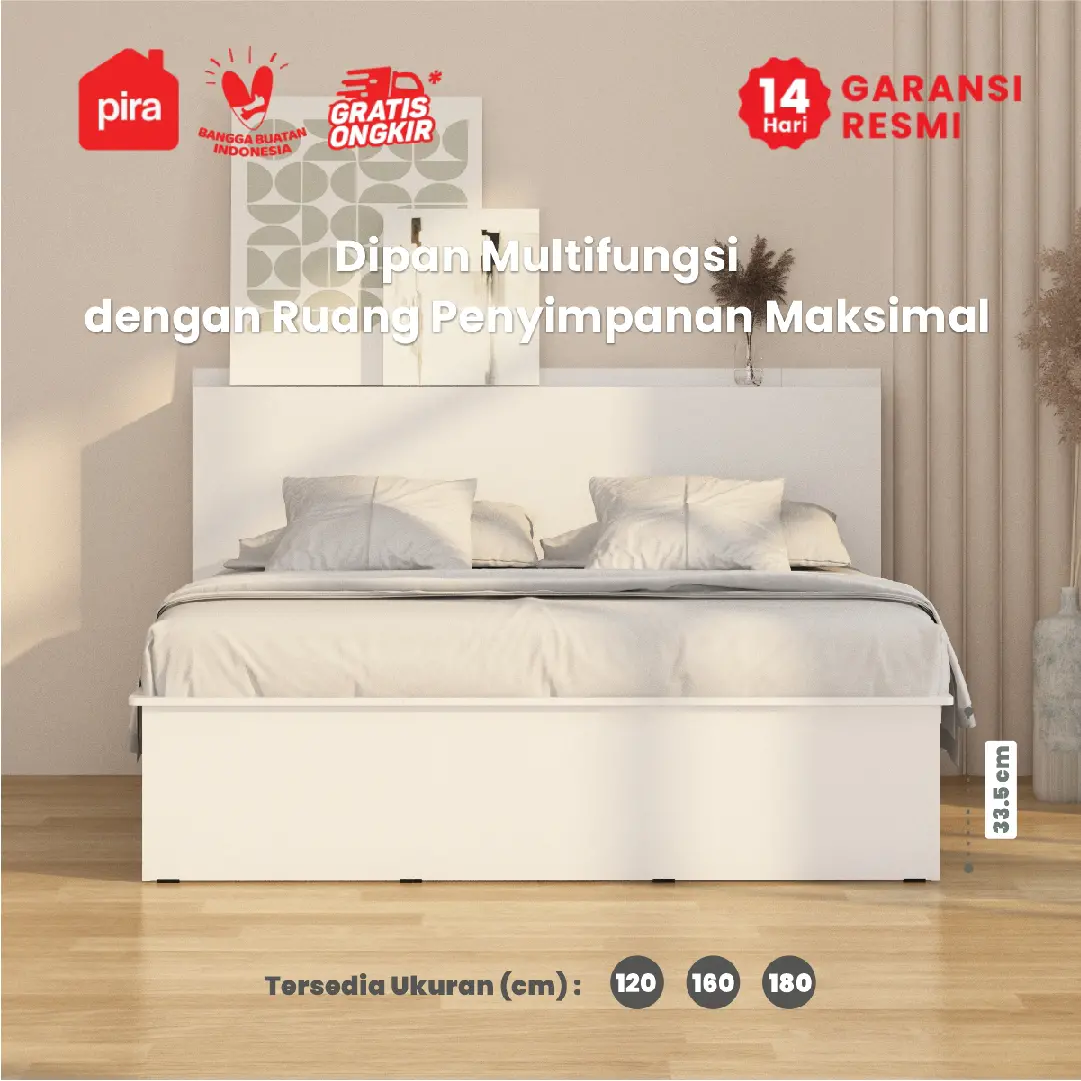PIRA - MORGAN BD 160 DIPAN / RANJANG / TEMPAT TIDUR DENGAN LACI PENYIMPANAN warna WHITE - PIRA - foto 2