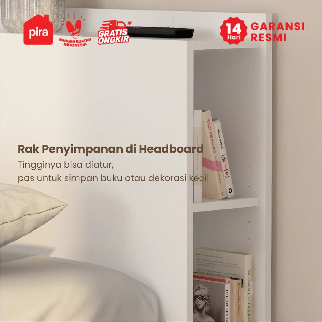 PIRA - MORGAN BD 160 DIPAN / RANJANG / TEMPAT TIDUR DENGAN LACI PENYIMPANAN warna WHITE - PIRA - foto 3
