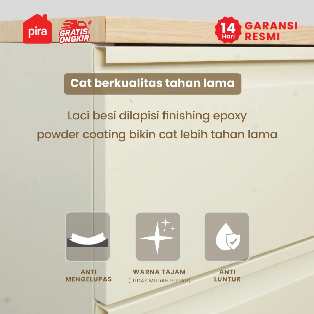 PIRA -  PARIS MCH4 LEMARI LACI / LACI BESI warna CREAM-SONOMA OAK - PIRA - foto 3