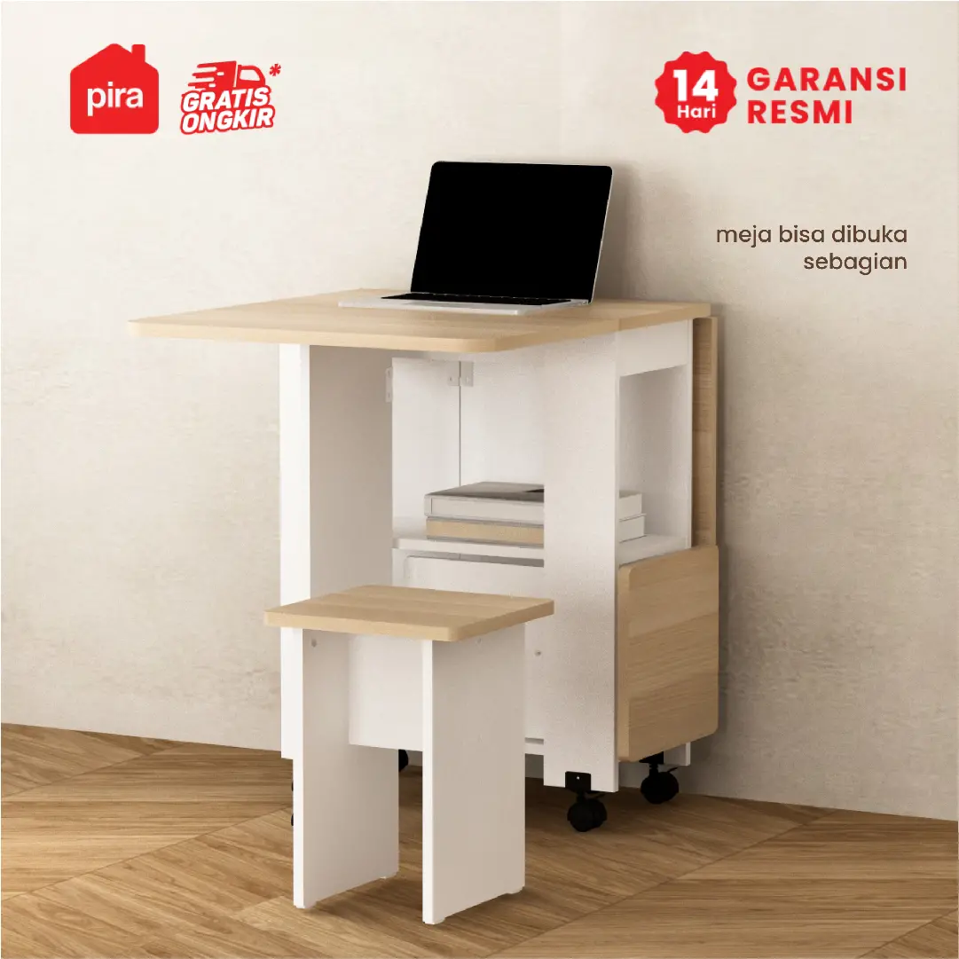 PIRA - ALLISON DT60 MEJA MAKAN SET LIPAT warna WHITE - PRO OAK - PIRA - foto 5