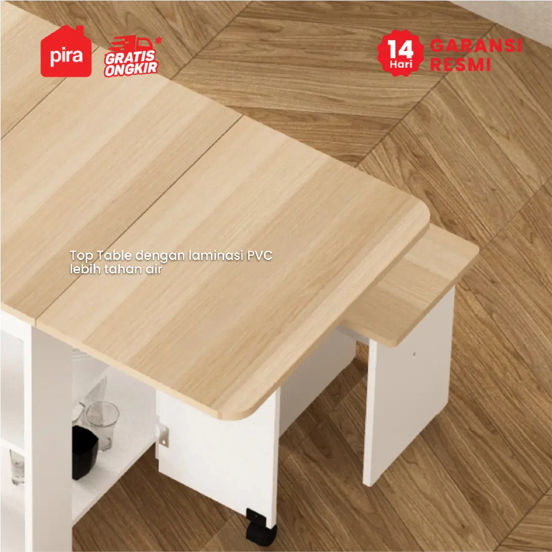 PIRA - ALLISON DT60 MEJA MAKAN SET LIPAT warna WHITE - PRO OAK - PIRA - foto 6