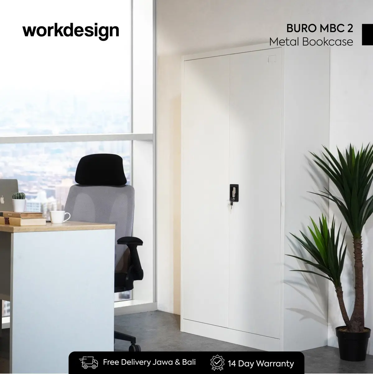 WORKDESIGN BURO MBC 2 RAK BUKU BESI / LEMARI ARSIP KANTOR warna WHITE - WORKDESIGN - foto 1