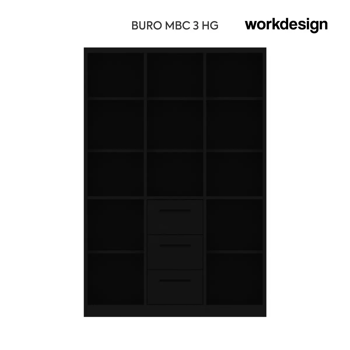 WORKDESIGN BURO MBC 3 HG RAK BUKU BESI / LEMARI ARSIP KANTOR warna BLACK - WORKDESIGN - foto 3