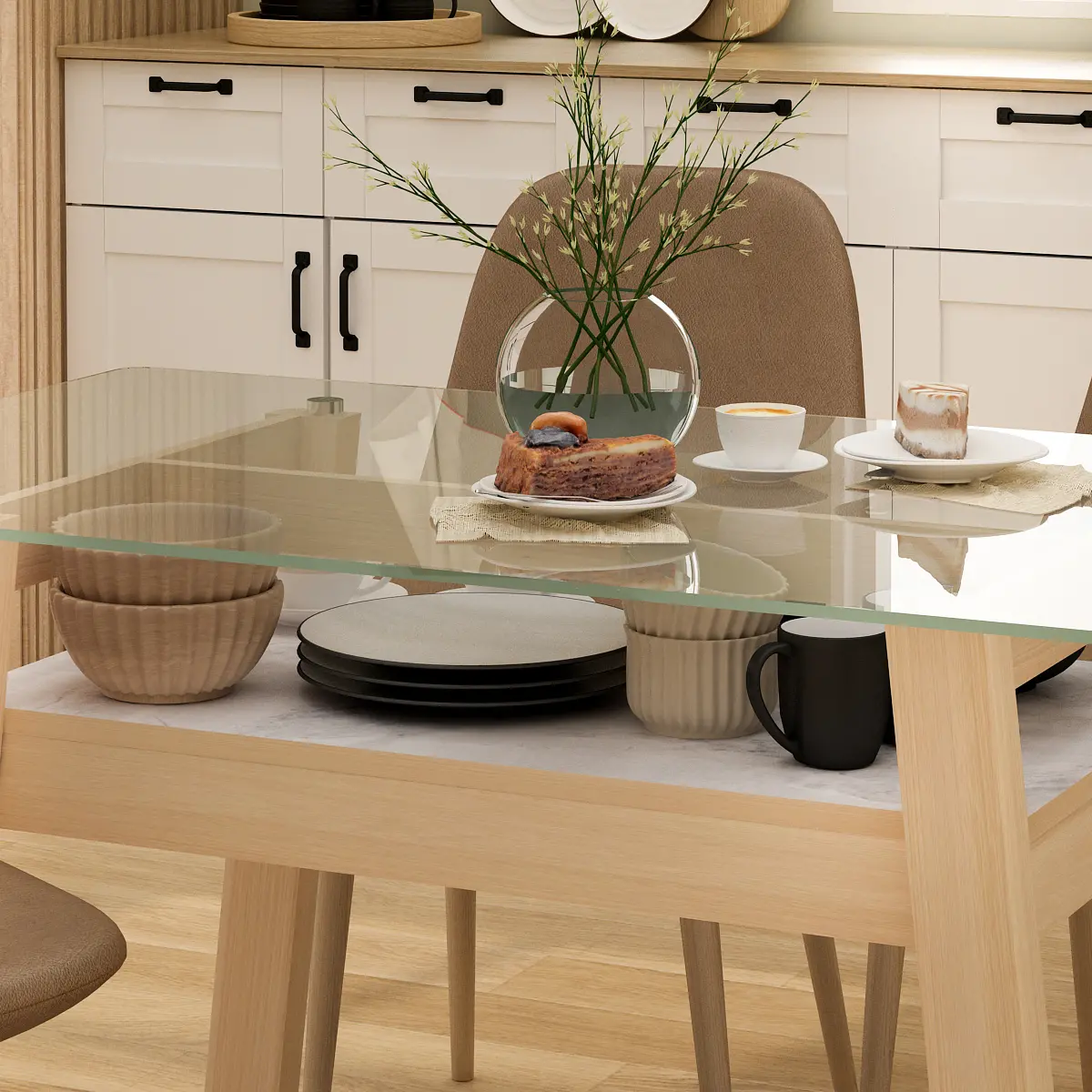 PIRA - NOBBEY DT120 MEJA MAKAN warna PRO OAK - PIRA - foto 4