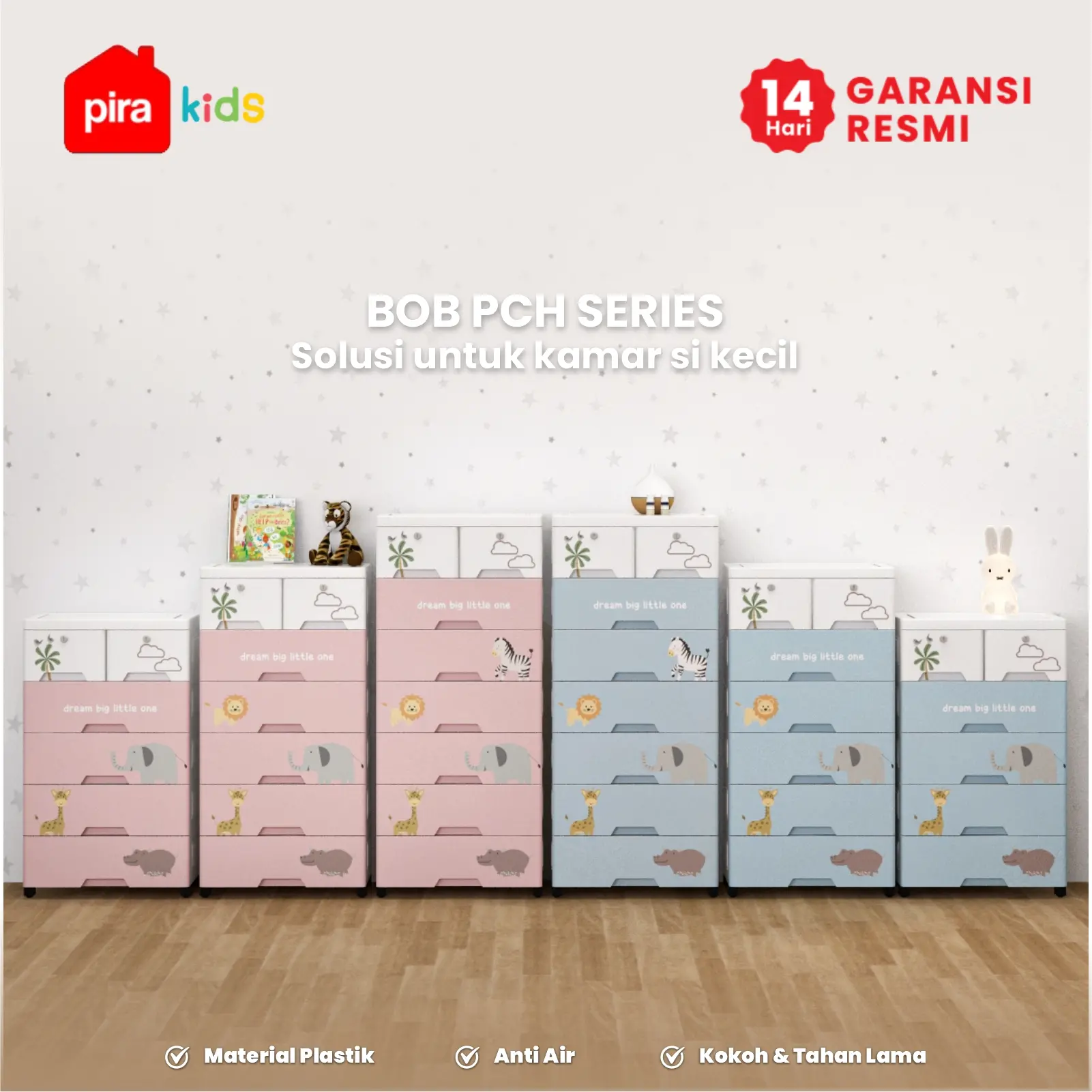 PIRA KIDS - BOB PCH4+2 LEMARI LACI PLASTIK / LEMARI PLASTIK / DRAWER PLASTIK / LEMARI BAYI / LEMARI PAKAIAN ANAK warna BLUE - PIRA KIDS - foto 3