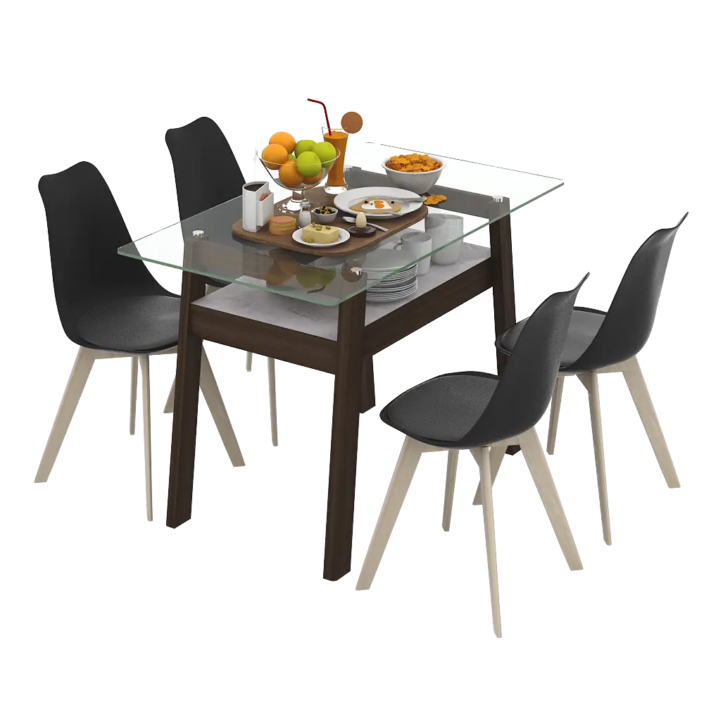 PIRA - NOBBEY DT120 MEJA MAKAN warna BROWN WALNUT - PIRA - foto 6
