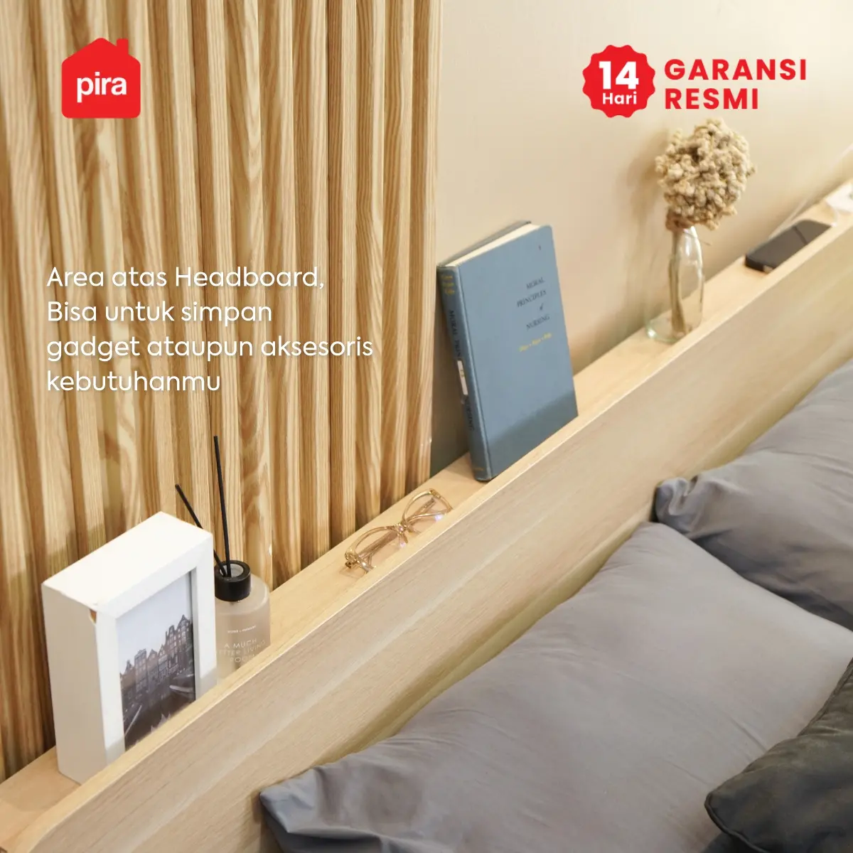 PIRA -  LUTA HB160 HEADBOARD KASUR / SANDARAN KASUR / DIPAN / DIPAN TEMPAT TIDUR warna PRO OAK - PIRA - foto 6
