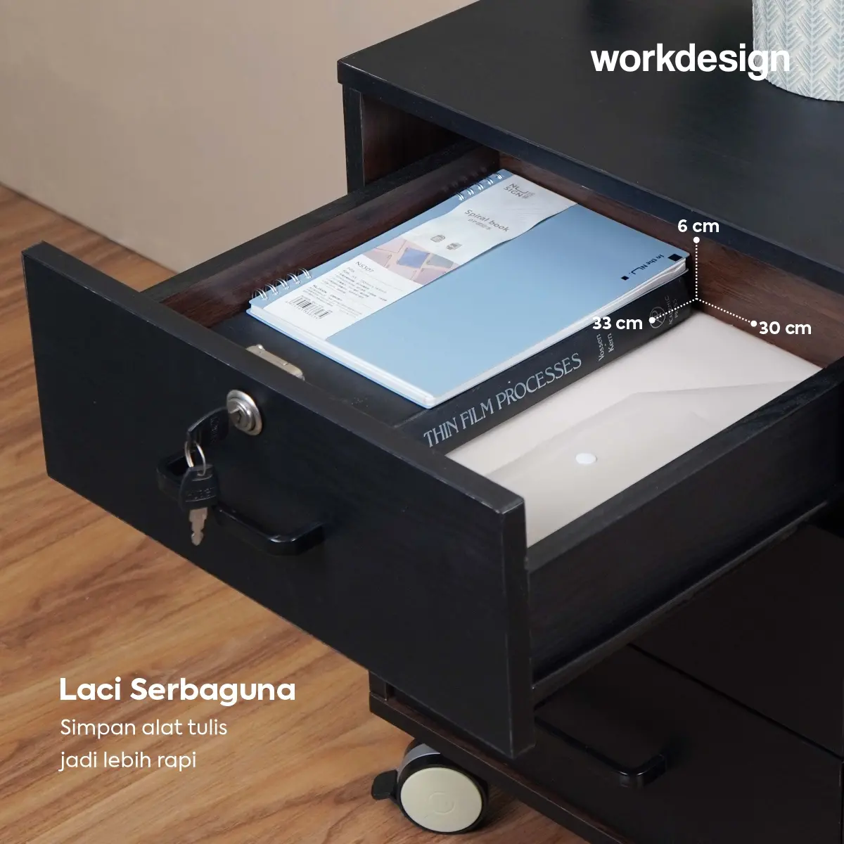 WORKDESIGN CODA PD40 PEDESTAL / LEMARI LACI / LEMARI ARSIP KANTOR warna BLACK OAK - WORKDESIGN - foto 10