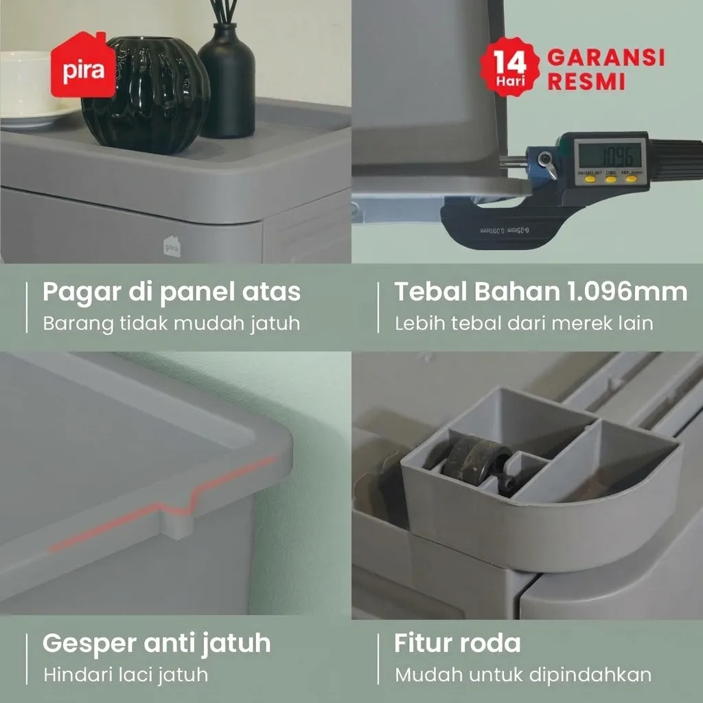 PIRA METROPOLIS - FUKU PCH3 LEMARI LACI / LACI PLASTIK / LEMARI SUSUN PLASTIK / LEMARI BAYI / LEMARI PAKAIAN ANAK warna GREY - PIRA METROPOLIS - foto 7