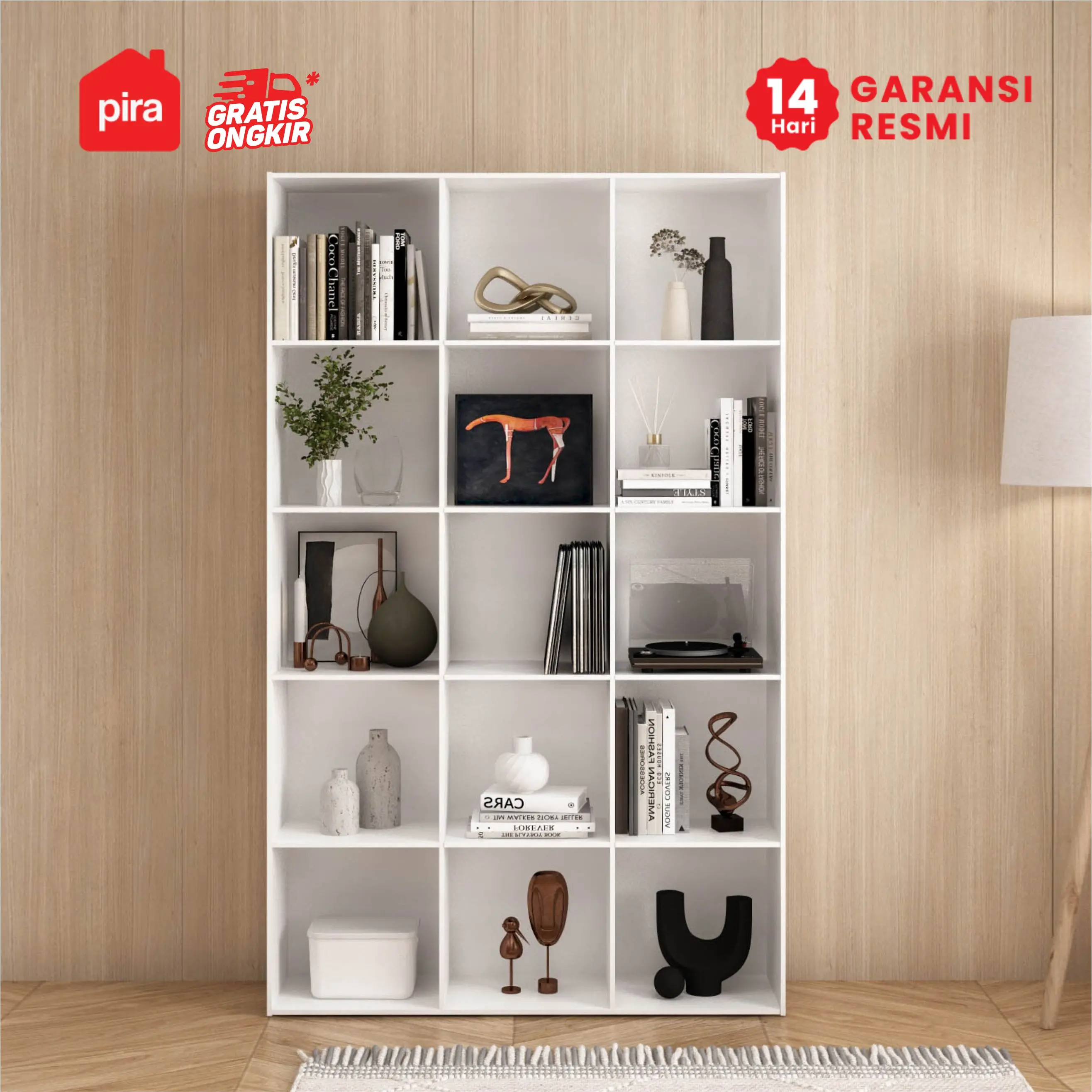 PIRA METROPOLIS - PLATO BC RAK BUKU / RAK SUSUN SERBAGUNA / RAK PAJANGAN / RAK SERBAGUNA warna WHITE - PIRA METROPOLIS - foto 3