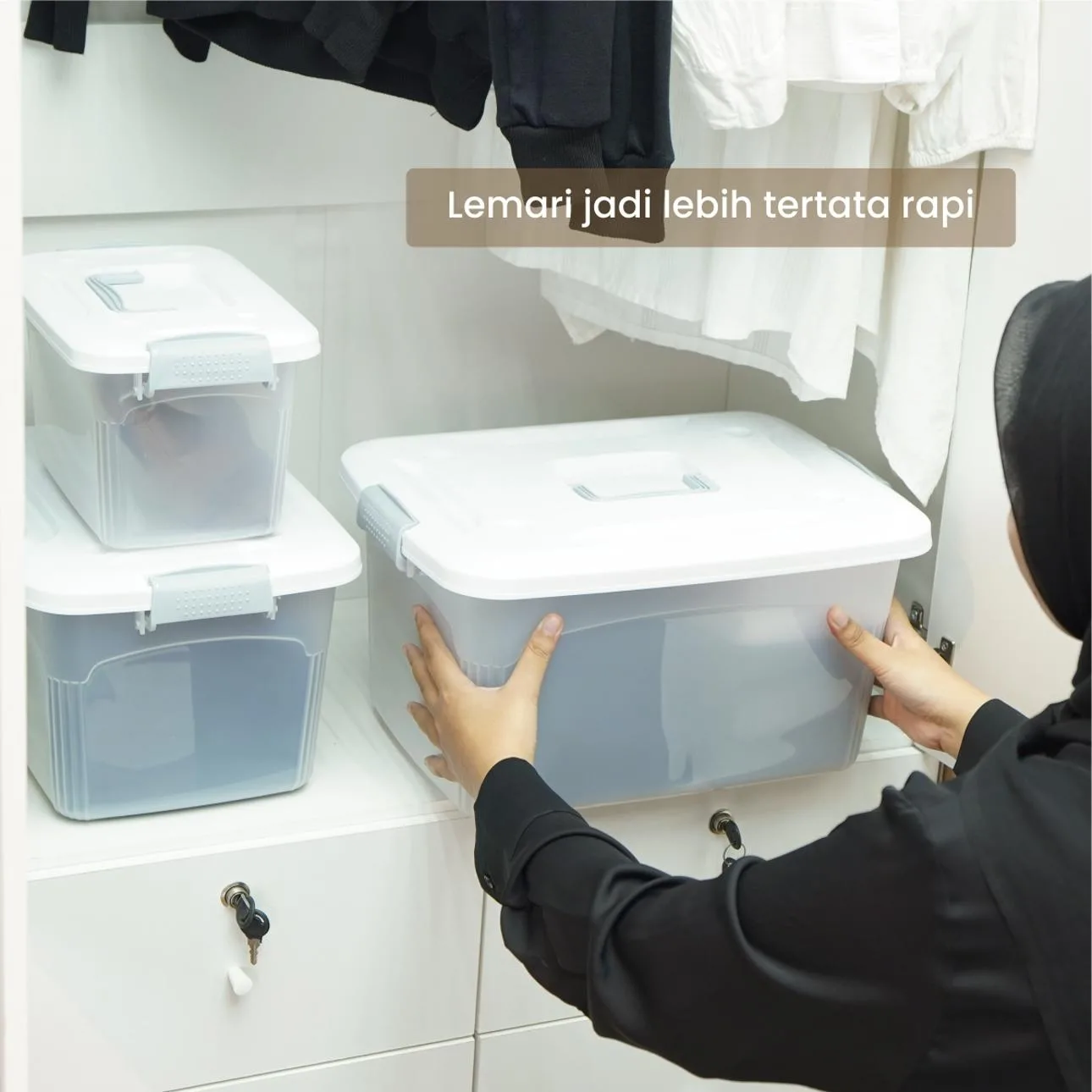 PIRA HOME -  MIZU PSB 8L CONTAINER BOX / BOX PLASTIK / KOTAK PENYIMPANAN warna CLEAR WHITE - PIRA HOME - foto 7