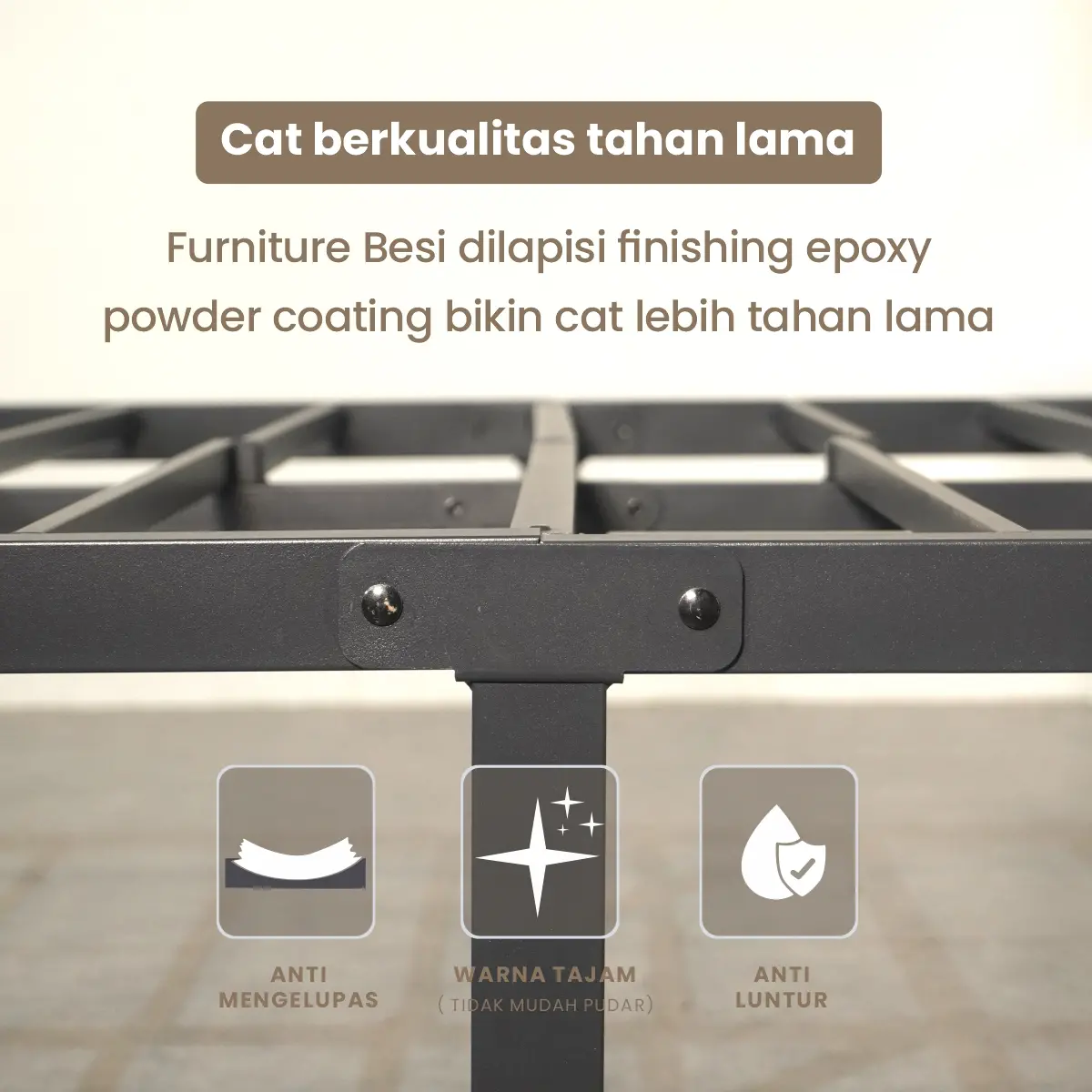 PIRA - BASE MBD100 DIPAN BESI / RANJANG / TEMPAT TIDUR BESI warna BLACK - PIRA - foto 4