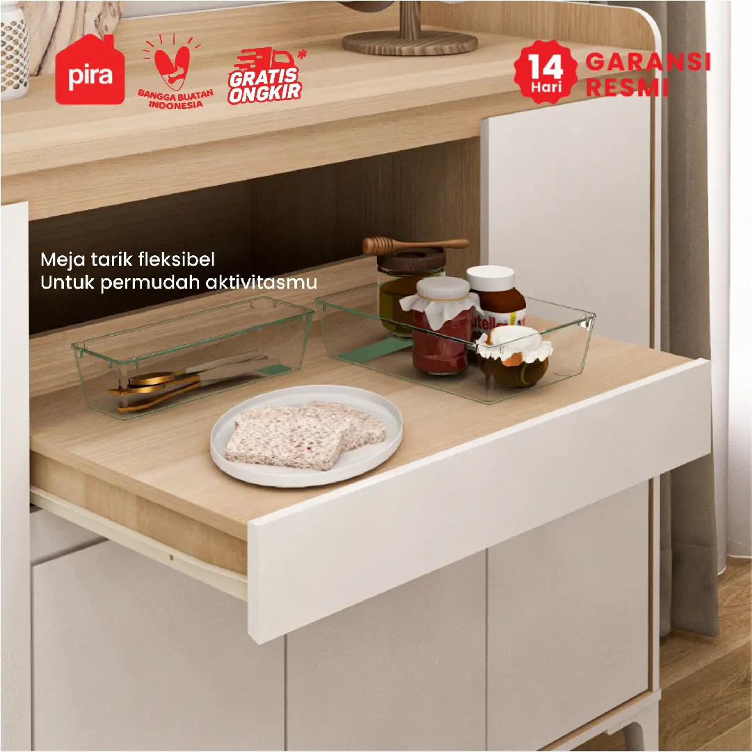 PIRA METROPOLIS OX -  HIRO SB121 BUFET / LEMARI DAPUR / KABINET DAPUR / MEJA TV / SIDEBOARD / RAK SERBAGUNA warna WHITE - PRO OAK - PIRA METROPOLIS OX - foto 5