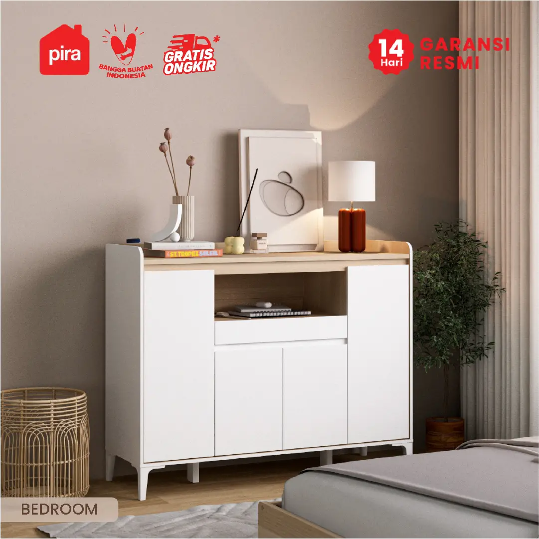 PIRA METROPOLIS OX -  HIRO SB121 BUFET / LEMARI DAPUR / KABINET DAPUR / MEJA TV / SIDEBOARD / RAK SERBAGUNA warna WHITE - PRO OAK - PIRA METROPOLIS OX - foto 6