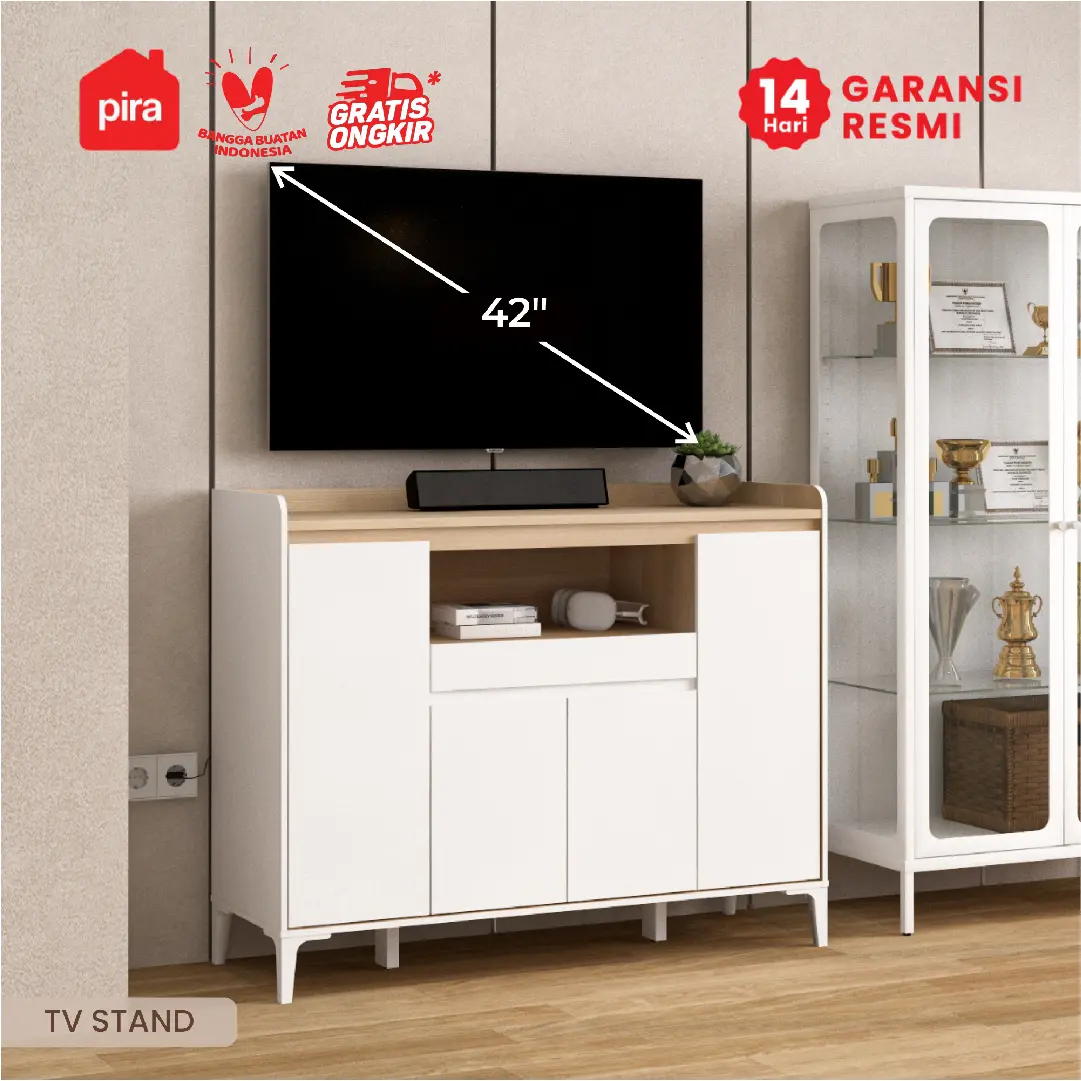 PIRA METROPOLIS OX -  HIRO SB121 BUFET / LEMARI DAPUR / KABINET DAPUR / MEJA TV / SIDEBOARD / RAK SERBAGUNA warna WHITE - PRO OAK - PIRA METROPOLIS OX - foto 2