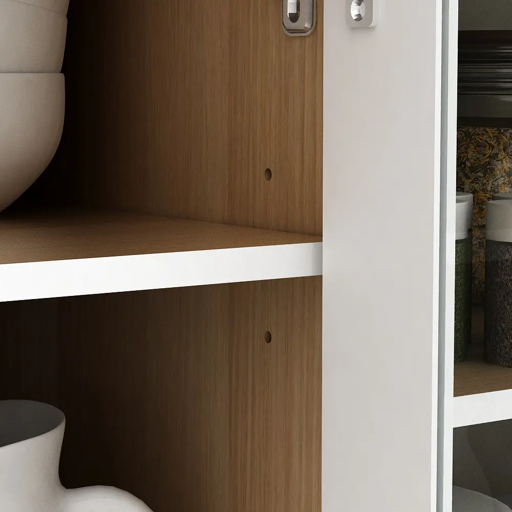 PIRA METROPOLIS OX - ARUNA KC WU120G RB RAK DAPUR / RAK GANTUNG DAPUR / KITCHEN SET ATAS 3 PINTU KACA DENGAN RAK BUMBU warna WHITE - PRO OAK - PIRA METROPOLIS OX - foto 7
