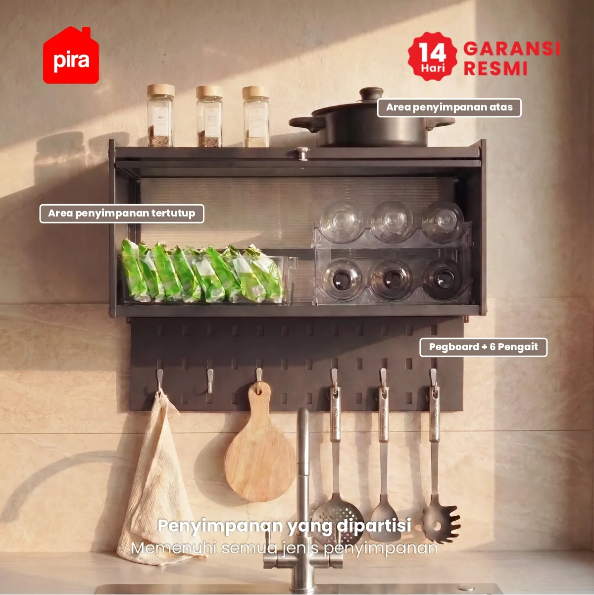 PIRA - DISH AVA MDR65 H RAK PIRING / RAK PIRING GANTUNG / RAK DAPUR / RAK WASTAFEL / RAK PENGERING PIRING warna BLACK - PIRA - foto 2