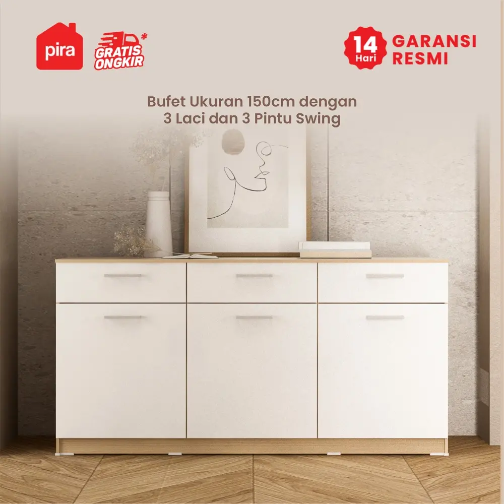 PIRA METROPOLIS OX - ARUNA SB151 BUFET / RAK DAPUR / KITCHEN SET BAWAH DAPUR / LEMARI DAPUR warna PRO OAK - WHITE - PIRA METROPOLIS OX - foto 2