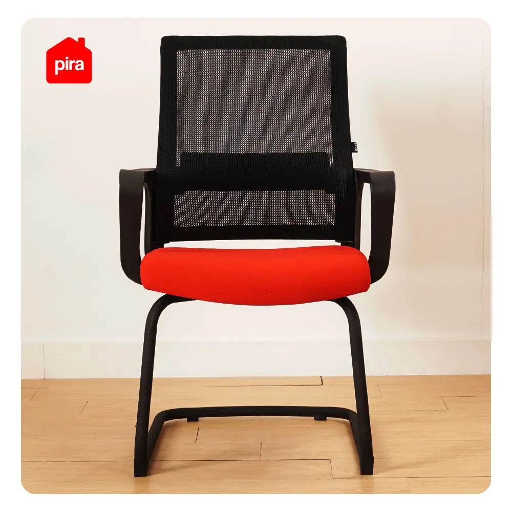 PIRA WORK - REY VC KURSI HADAP / KURSI MEETING / KURSI KERJA / KURSI KANTOR warna BLACK - RED - PIRA WORK - foto 3