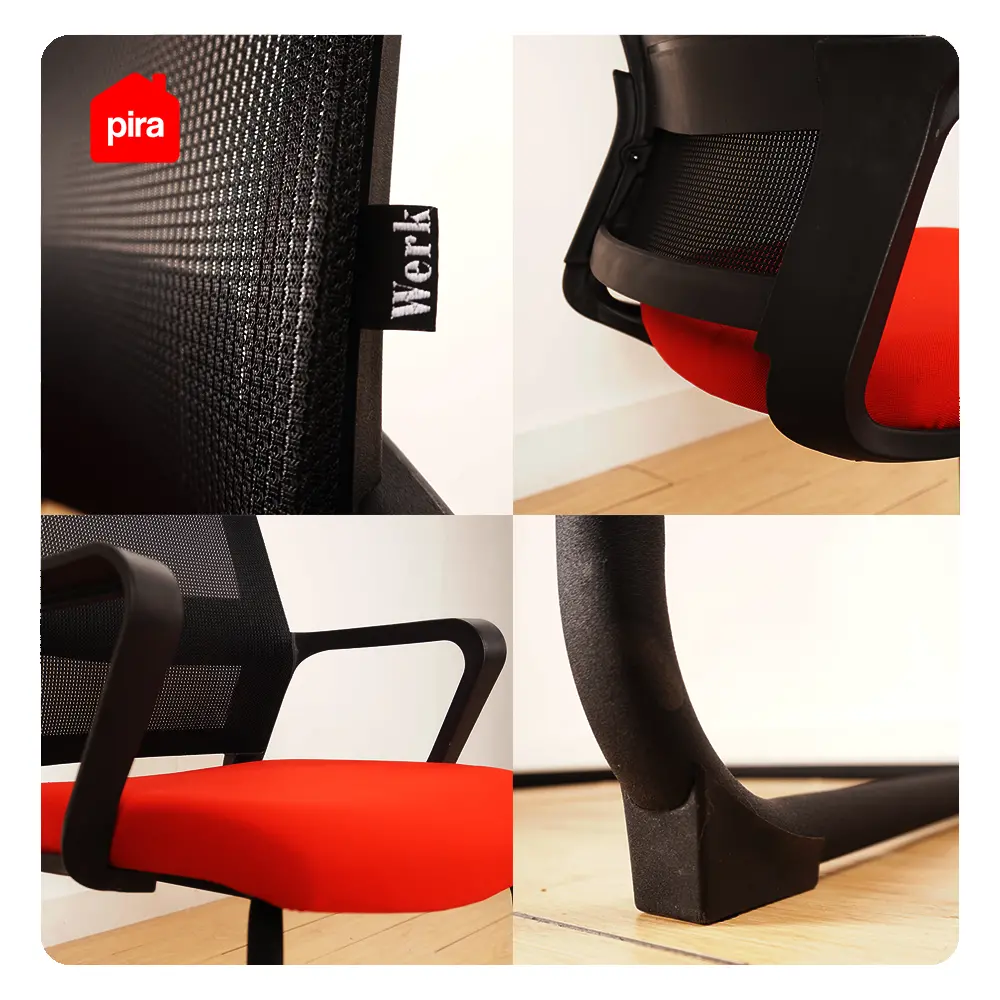 PIRA WORK - REY VC KURSI HADAP / KURSI MEETING / KURSI KERJA / KURSI KANTOR warna BLACK - RED - PIRA WORK - foto 6