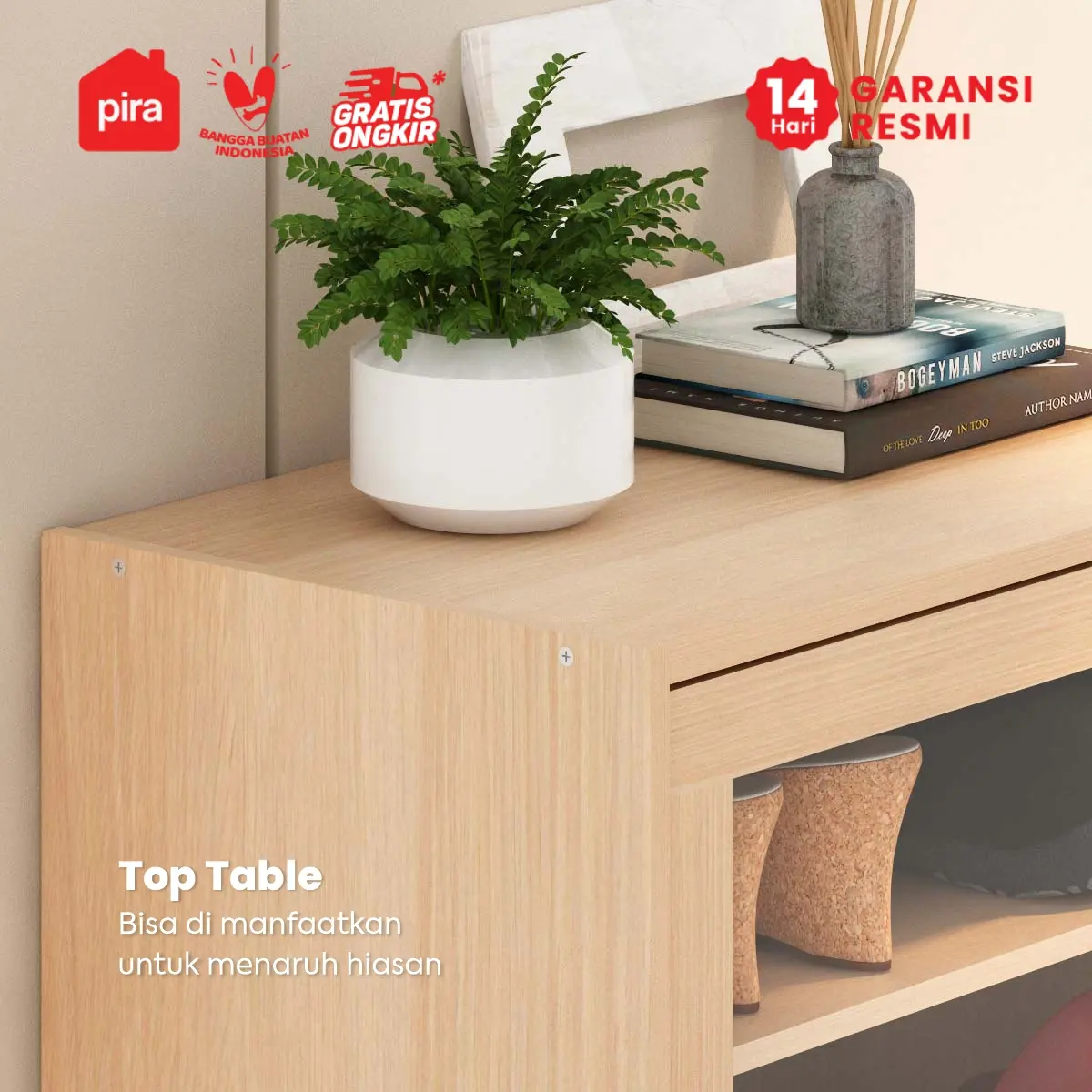 PIRA METROPOLIS -  KORYU SR60 RAK SEPATU / LEMARI SEPATU / RAK SERBAGUNA warna PRO OAK - PIRA METROPOLIS - foto 4