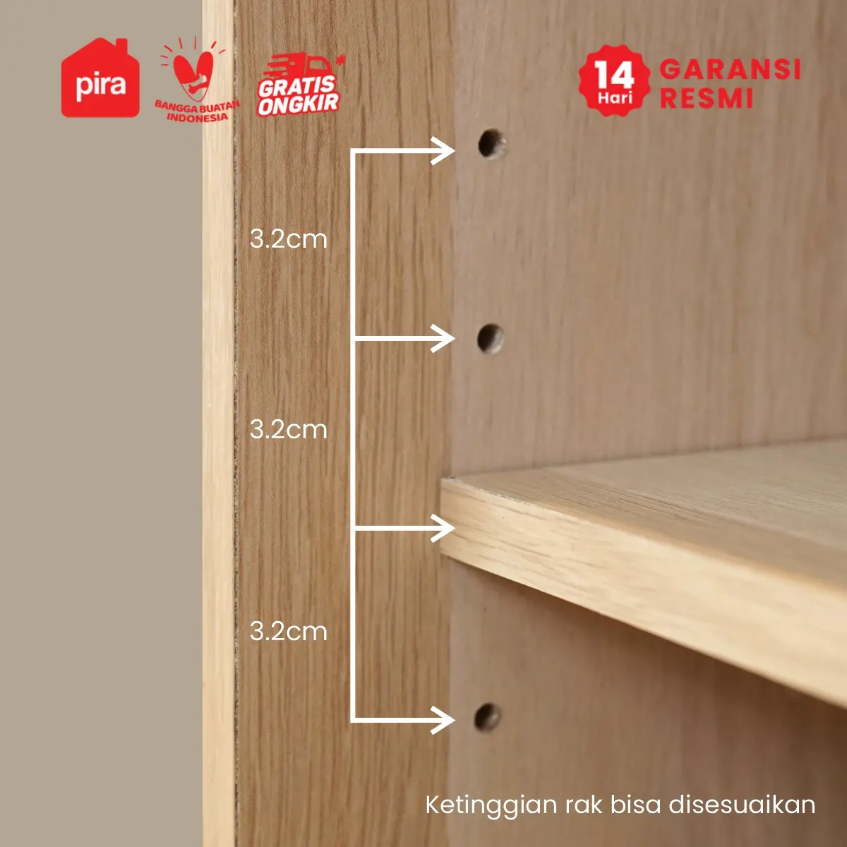 PIRA METROPOLIS -  KORYU SR60 RAK SEPATU / LEMARI SEPATU / RAK SERBAGUNA warna PRO OAK - PIRA METROPOLIS - foto 9