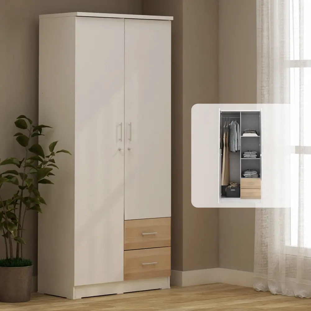 PIRA METROPOLIS - ALANA 2PL LEMARI PAKAIAN 2 PINTU warna WHITE - PRO OAK - PIRA METROPOLIS OX - foto 9