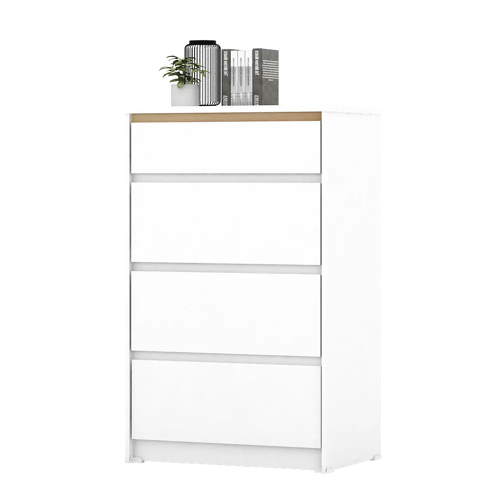 PIRA METROPOLIS OX - HIRO CH4 LEMARI LACI 4 SUSUN warna WHITE - PRO OAK - PIRA METROPOLIS OX - foto 5