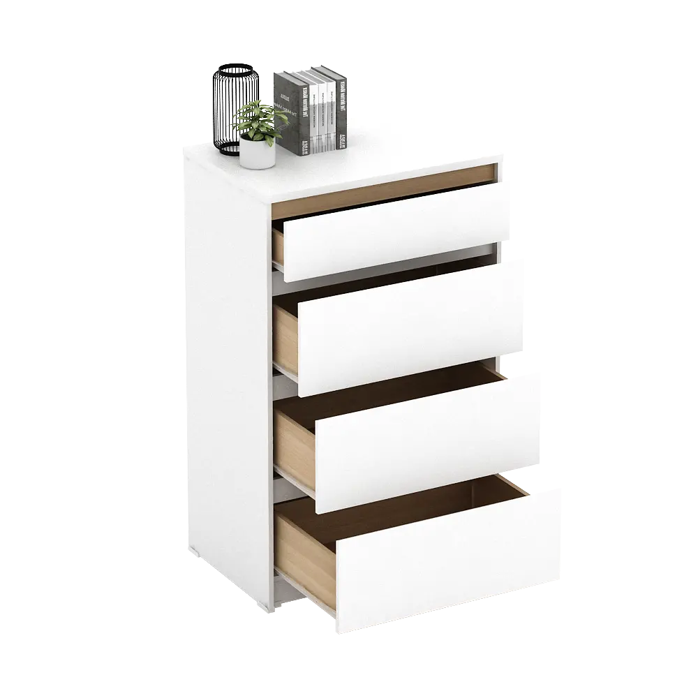 PIRA METROPOLIS OX - HIRO CH4 LEMARI LACI 4 SUSUN warna WHITE - PRO OAK - PIRA METROPOLIS OX - foto 7