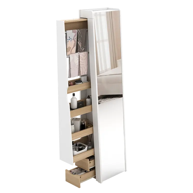 PIRA - SADA DS40 CERMIN BERDIRI FULL BODY DENGAN LACI DAN RAK JILBAB / RAK PAKAIAN warna WHITE SM - PRO OAK - PIRA - foto 8