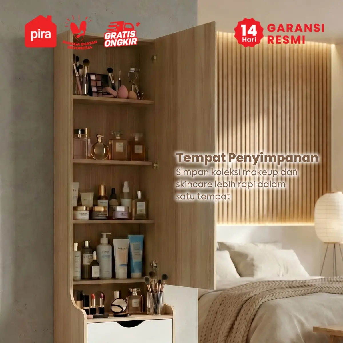 PIRA METROPOLIS OX - FUJI DS40 MEJA RIAS / CERMIN FULL BODY / MEJA RIAS MINIMALIS warna PRO OAK - WHITE - PIRA - foto 4