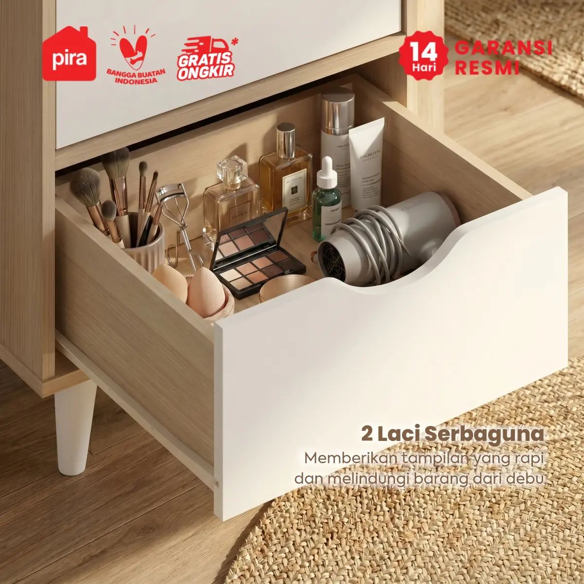 PIRA METROPOLIS OX - FUJI DS40 MEJA RIAS / CERMIN FULL BODY / MEJA RIAS MINIMALIS warna PRO OAK - WHITE - PIRA - foto 6