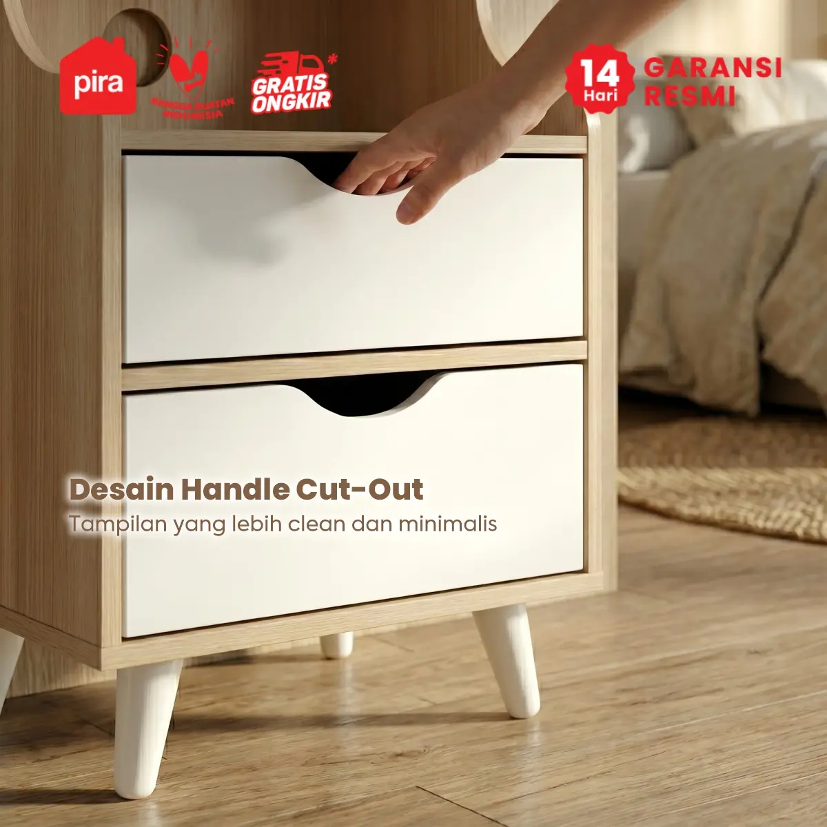 PIRA METROPOLIS OX - FUJI DS40 MEJA RIAS / CERMIN FULL BODY / MEJA RIAS MINIMALIS warna PRO OAK - WHITE - PIRA - foto 7
