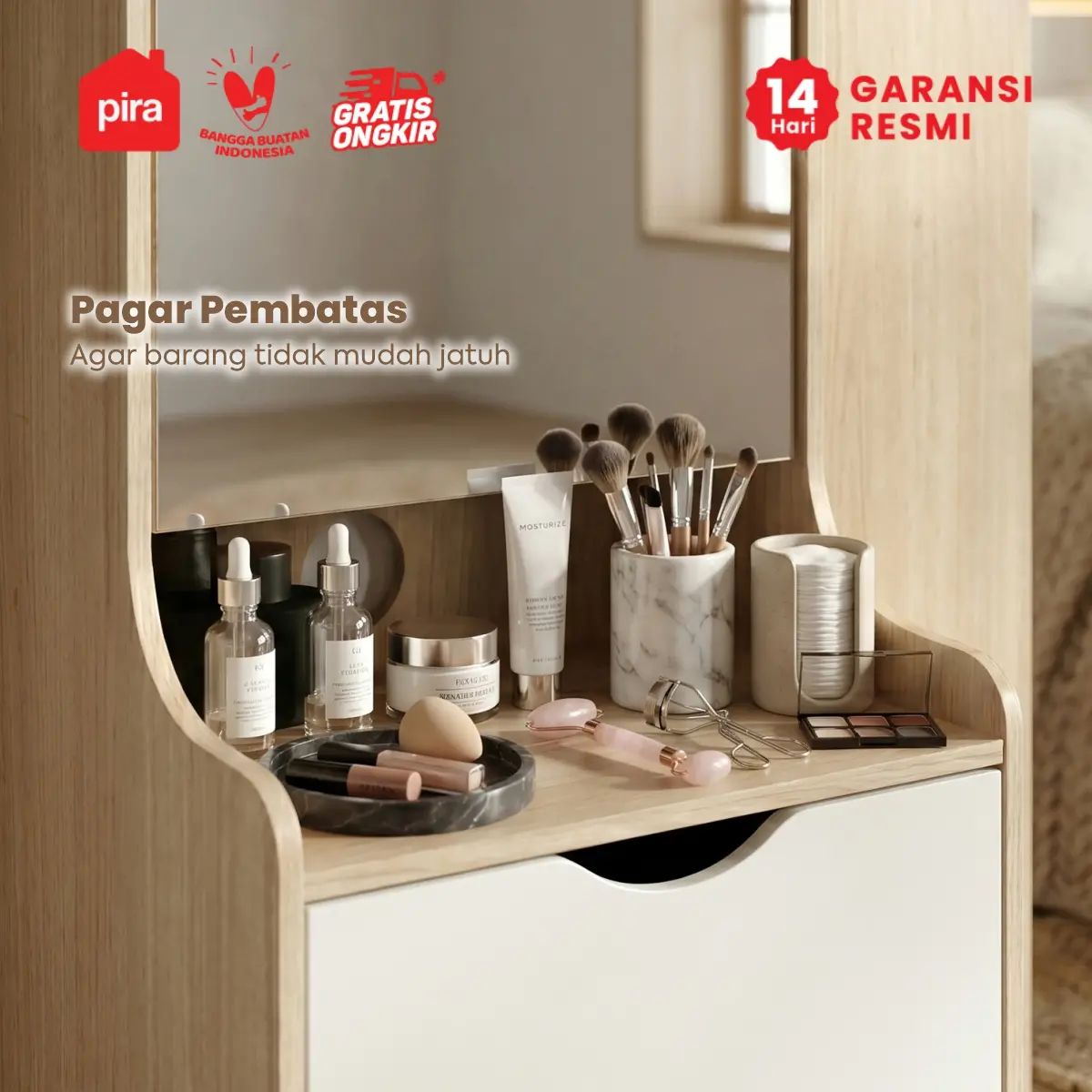 PIRA METROPOLIS OX - FUJI DS40 MEJA RIAS / CERMIN FULL BODY / MEJA RIAS MINIMALIS warna PRO OAK - WHITE - PIRA - foto 3