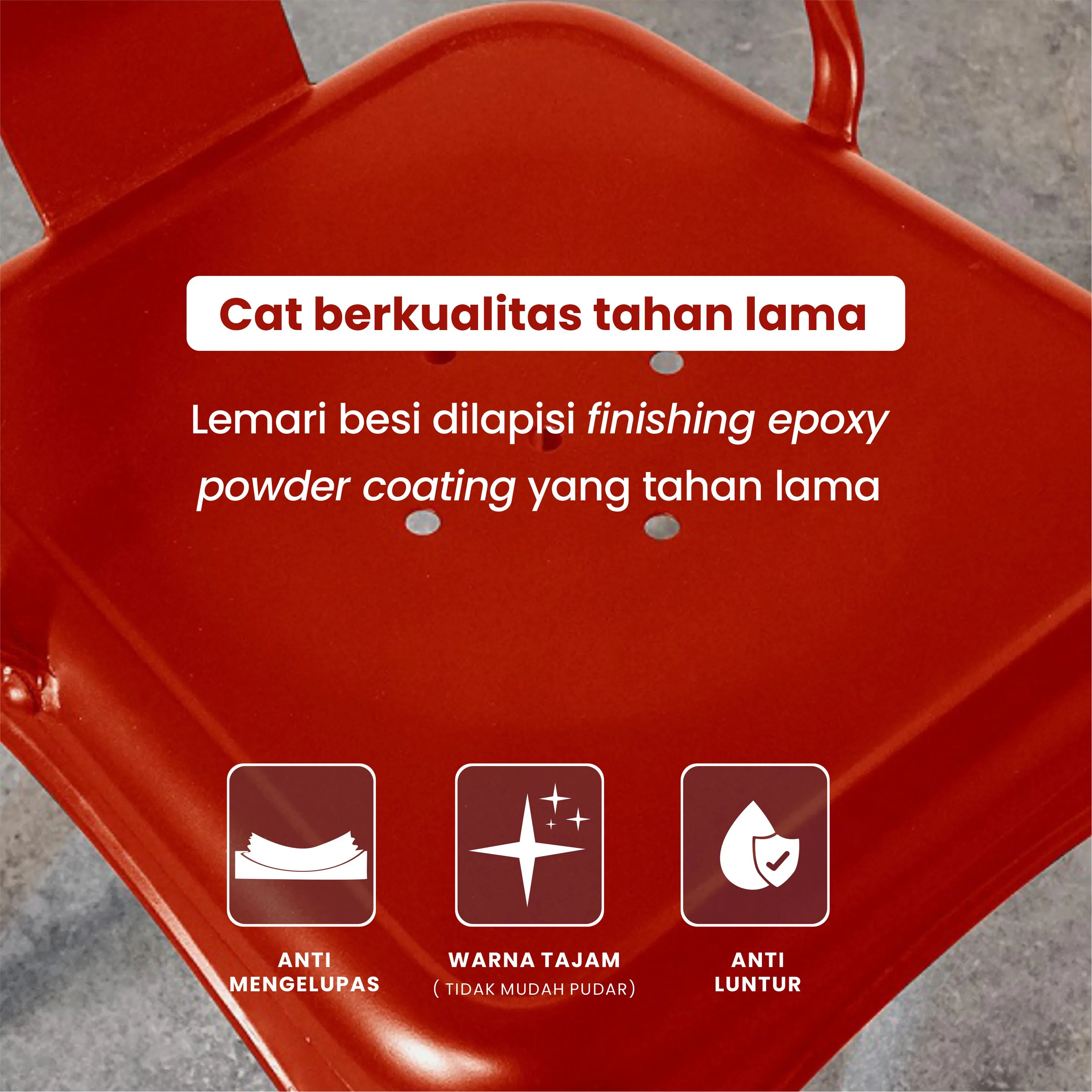 PIRA - KORG LC KURSI CAFE / KURSI BESI / KURSI MAKAN / KURSI OUTDOOR / BANGKU BESI warna RED - PIRA - foto 4