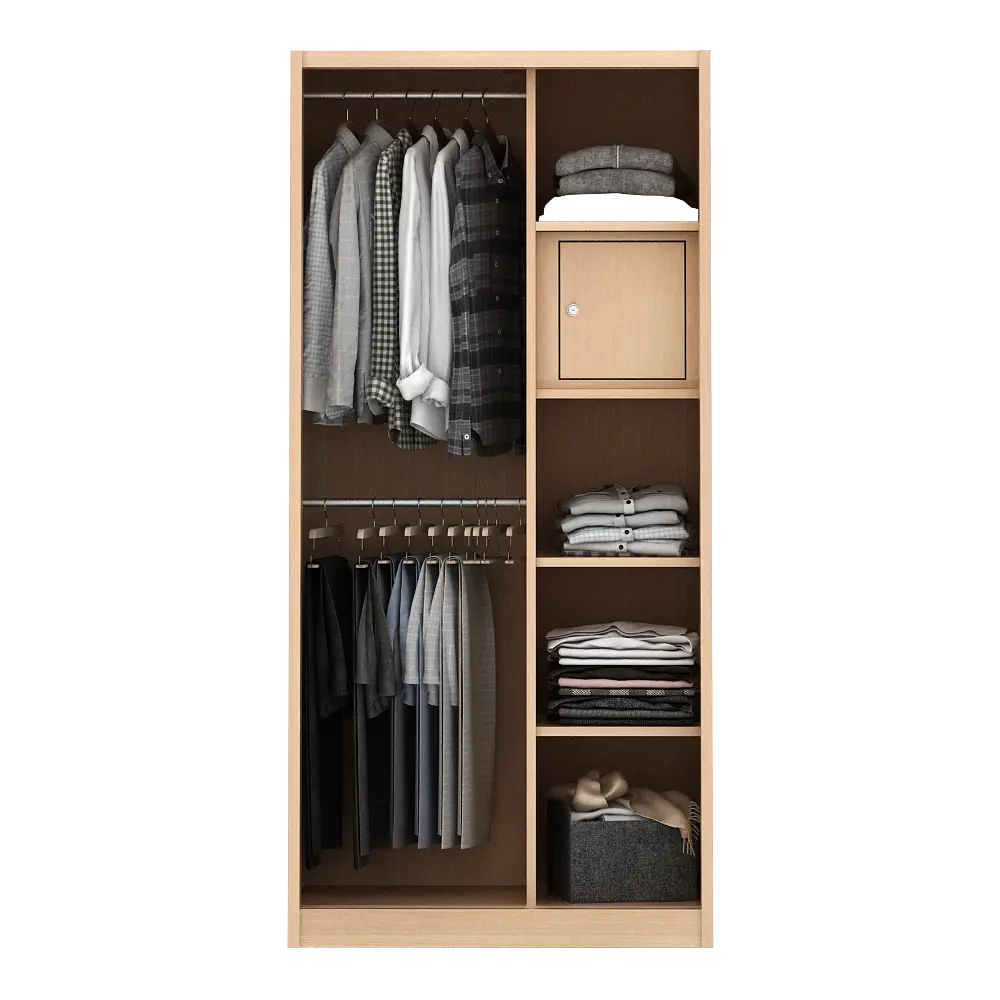 PIRA - ASHTON A 90A MWDSL LEMARI PAKAIAN BESI SLIDING / GESER MOTIF KAYU warna LIGHT ASH - WHITE - PIRA - foto 10