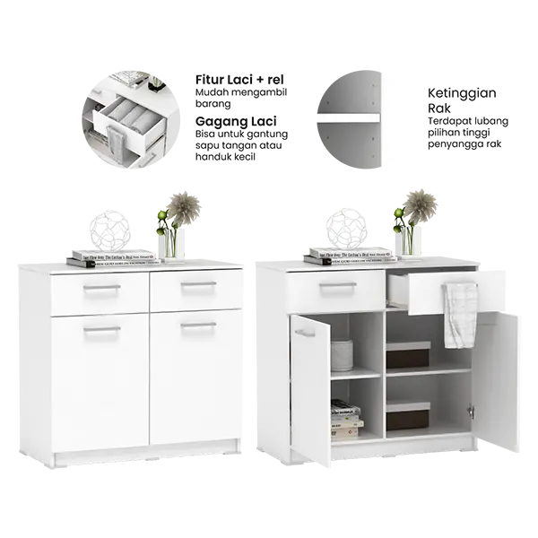 PIRA METROPOLIS OX - ARUNA SB81 BUFET / RAK DAPUR / KITCHEN SET BAWAH DAPUR / LEMARI DAPUR warna WHITE - PIRA METROPOLIS OX - foto 4