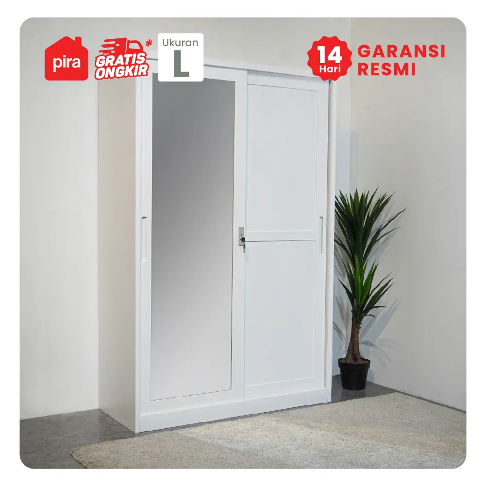 PIRA - SCHON 120A MWDSL LEMARI PAKAIAN BESI SLIDING / PINTU GESER warna WHITE - METROPOLIS - foto 2