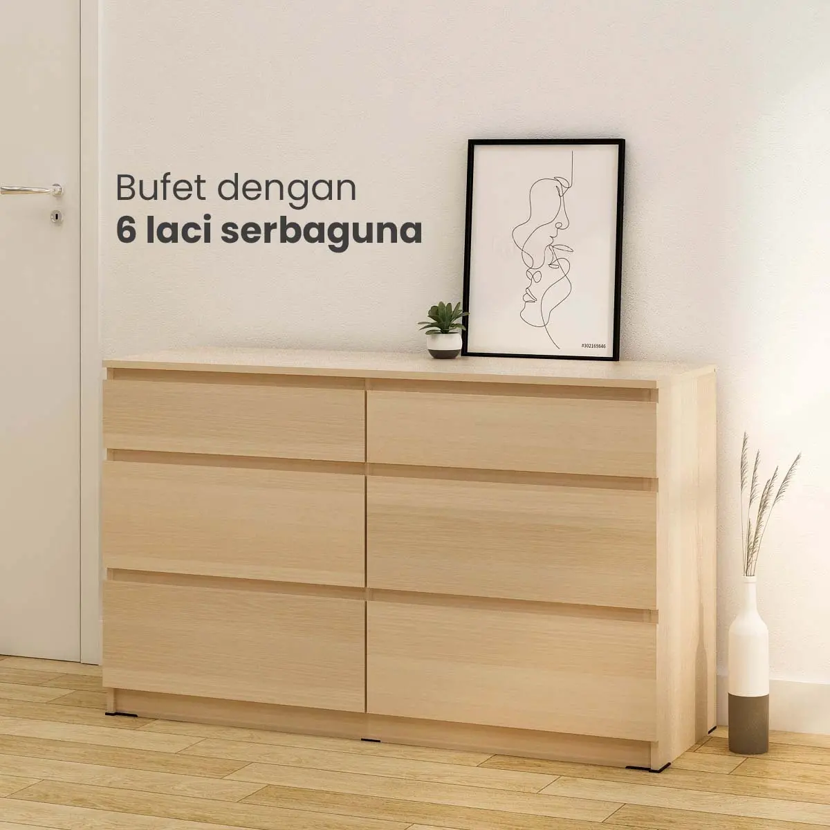 PIRA -  LINUS CH3+3 LEMARI LACI warna PRO OAK - PIRA - foto 2