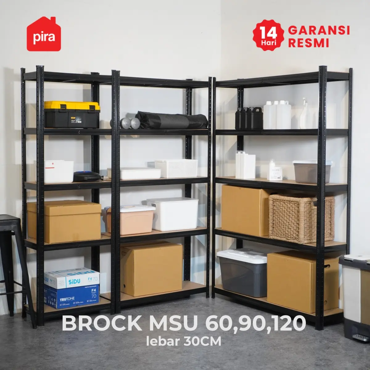 PIRA METROPOLIS - BROCK MSU 90X40 RAK SUSUN SERBAGUNA / RAK SUSUN BESI / RAK BESI SERBAGUNA / RAK GUDANG / RAK PENYIMPANAN warna BLACK - PIRA METROPOLIS - foto 5