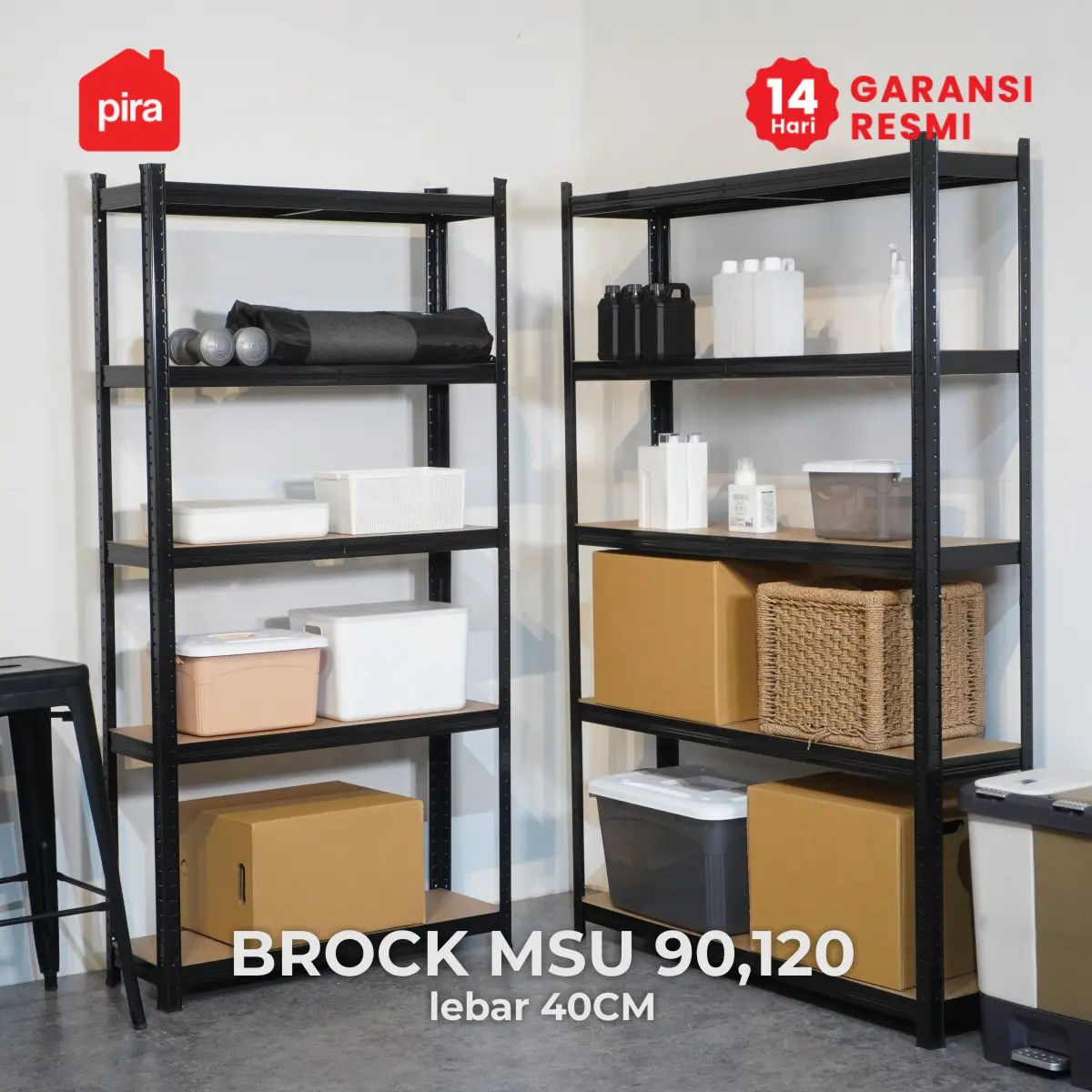PIRA METROPOLIS - BROCK MSU 90X40 RAK SUSUN SERBAGUNA / RAK SUSUN BESI / RAK BESI SERBAGUNA / RAK GUDANG / RAK PENYIMPANAN warna BLACK - PIRA METROPOLIS - foto 6