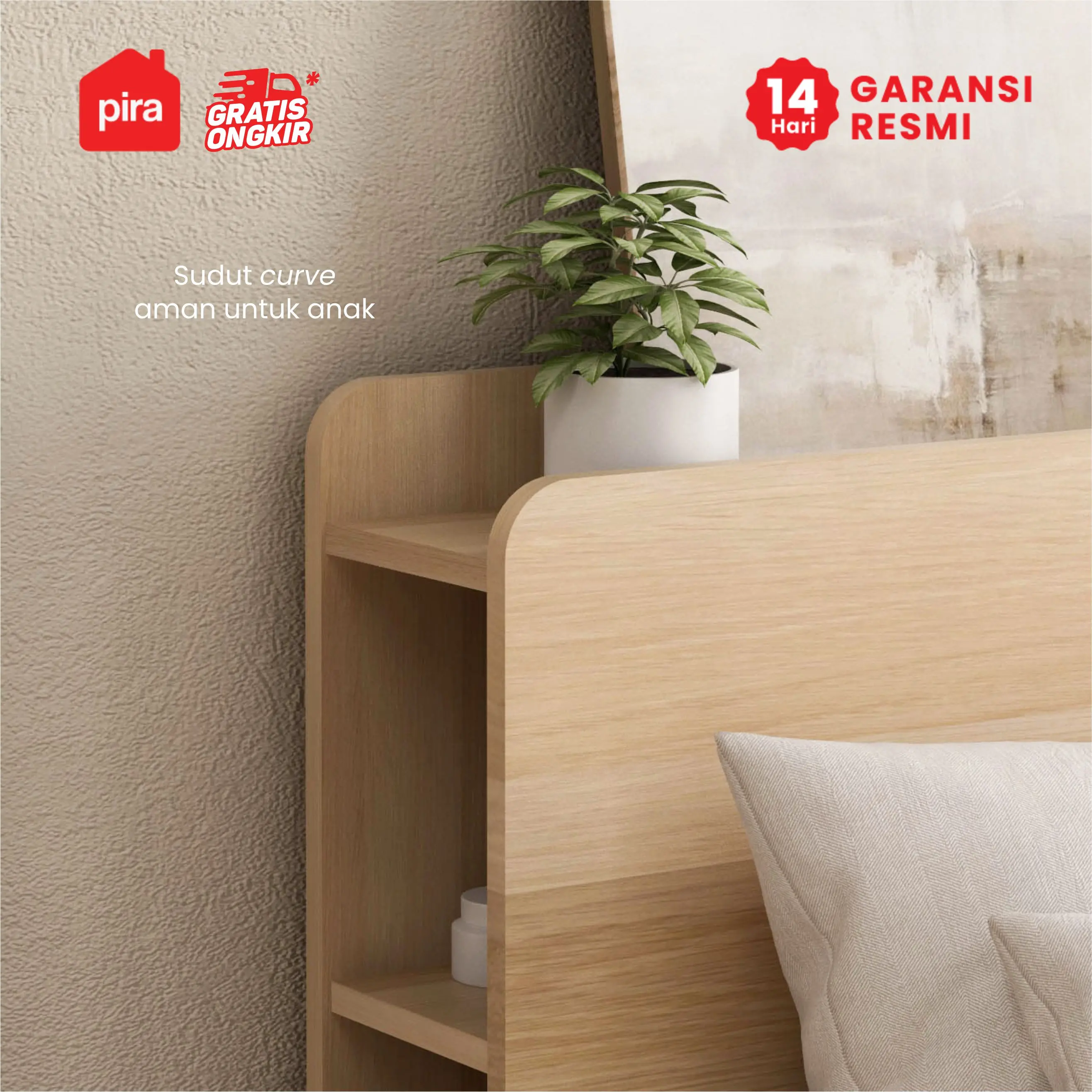 PIRA - MALTA HB160 HEADBOARD KASUR / SANDARAN KASUR / DIPAN / DIPAN TEMPAT TIDUR warna PRO OAK - PIRA - foto 5