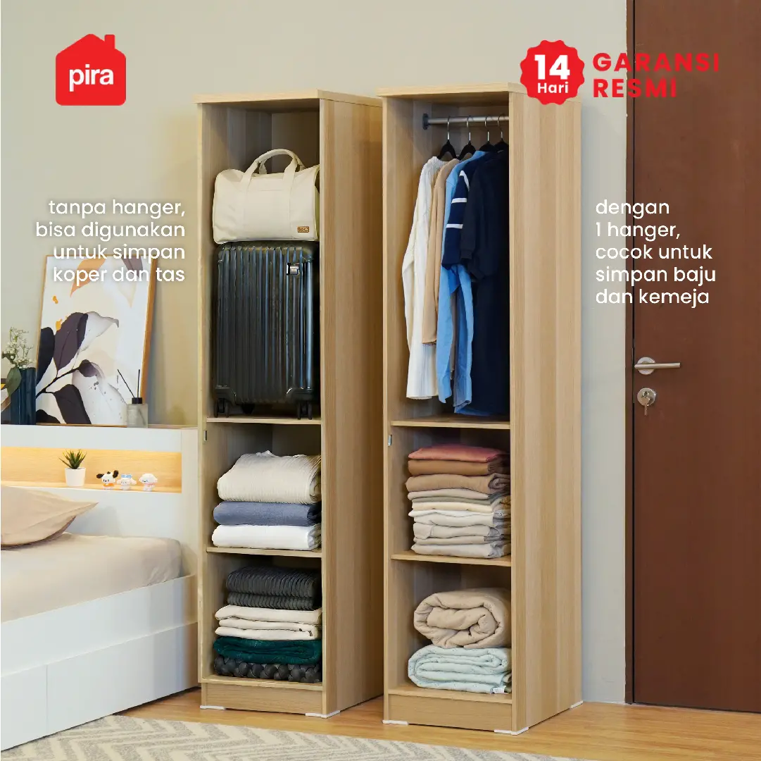 PIRA METROPOLIS OX - ARUNA 1P LEMARI PAKAIAN 1 PINTU / LEMARI BAJU warna PRO OAK - WHITE - PIRA METROPOLIS OX - foto 6