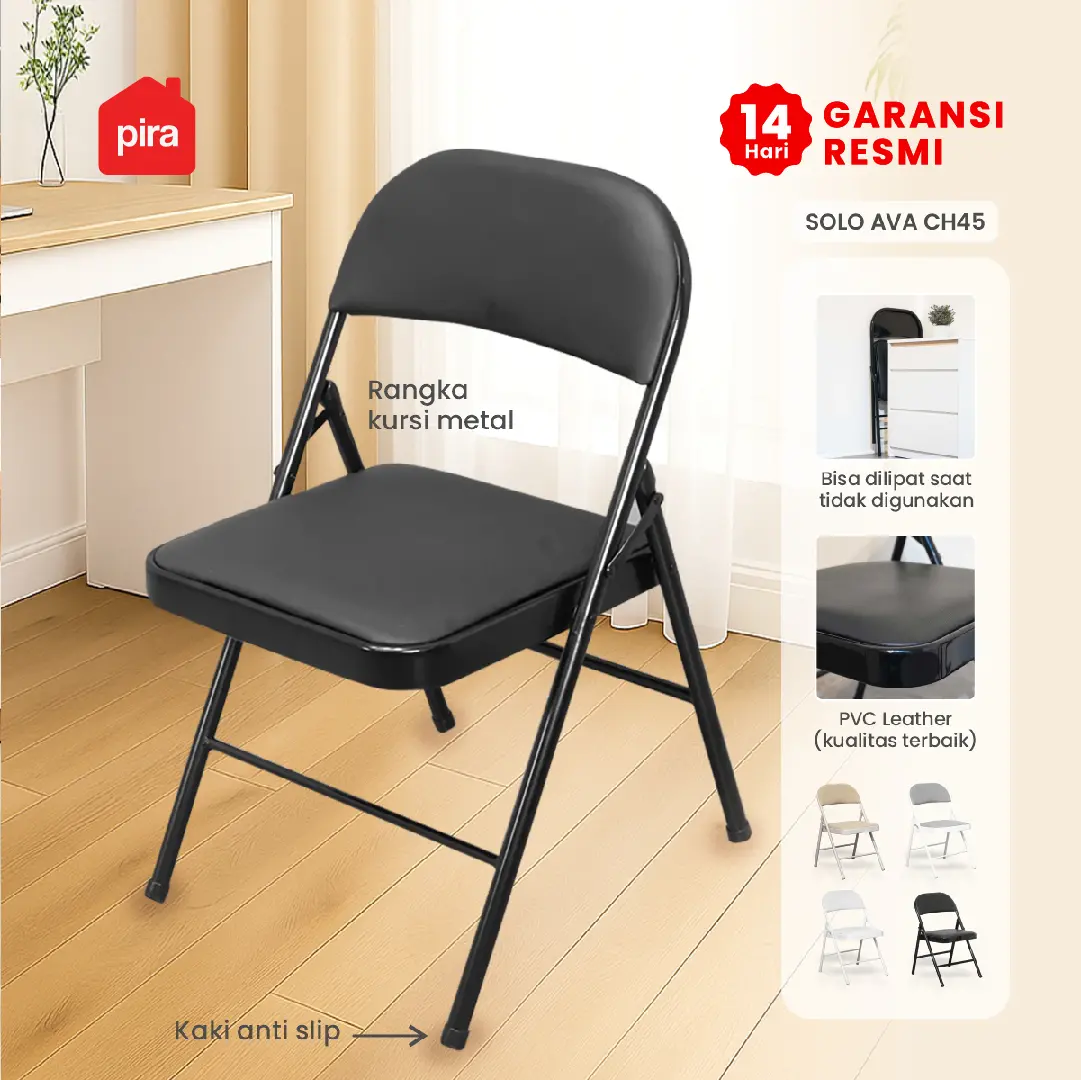 PIRA - SOLO AVA CH45 KURSI LIPAT OUTDOOR / KURSI LIPAT / KURSI CAFE warna BLACK - PIRA - foto 1