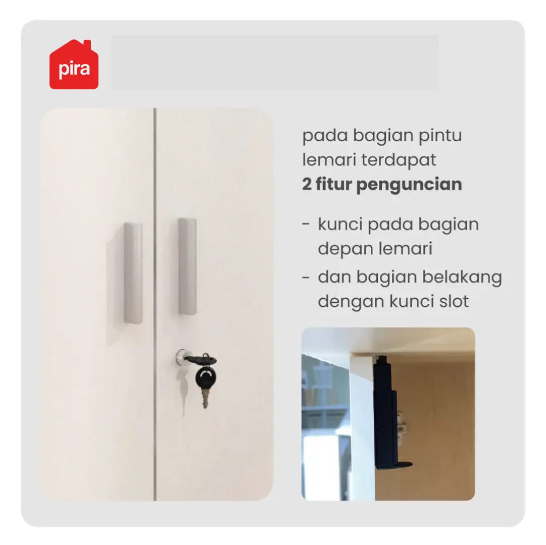 PIRA METROPOLIS - ARUNA 3PS LEMARI PAKAIAN MEDIUM 3 PINTU FULL RAK warna PRO OAK - WHITE - PIRA METROPOLIS OX - foto 6