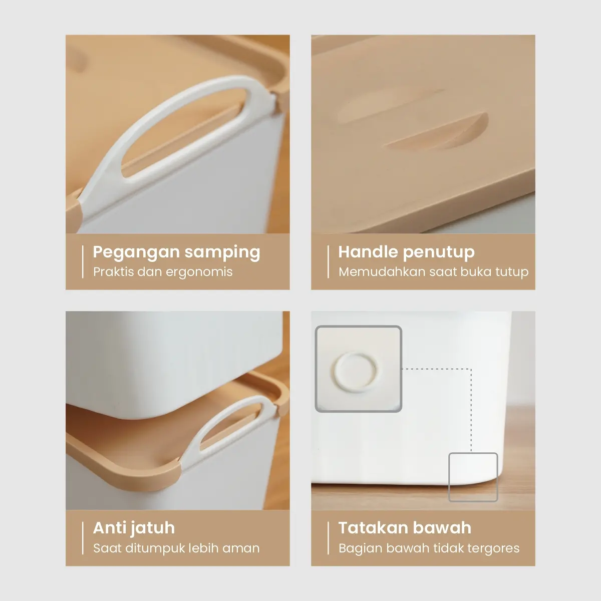 PIRA - MIYA PSB KOTAK PENYIMPANAN / BOX PENYIMPANAN BARANG / BOX PLASTIK / KOTAK PLASTIK / CONTAINER BOX PLASTIK warna WHITE - CREAM - PIRA - foto 7