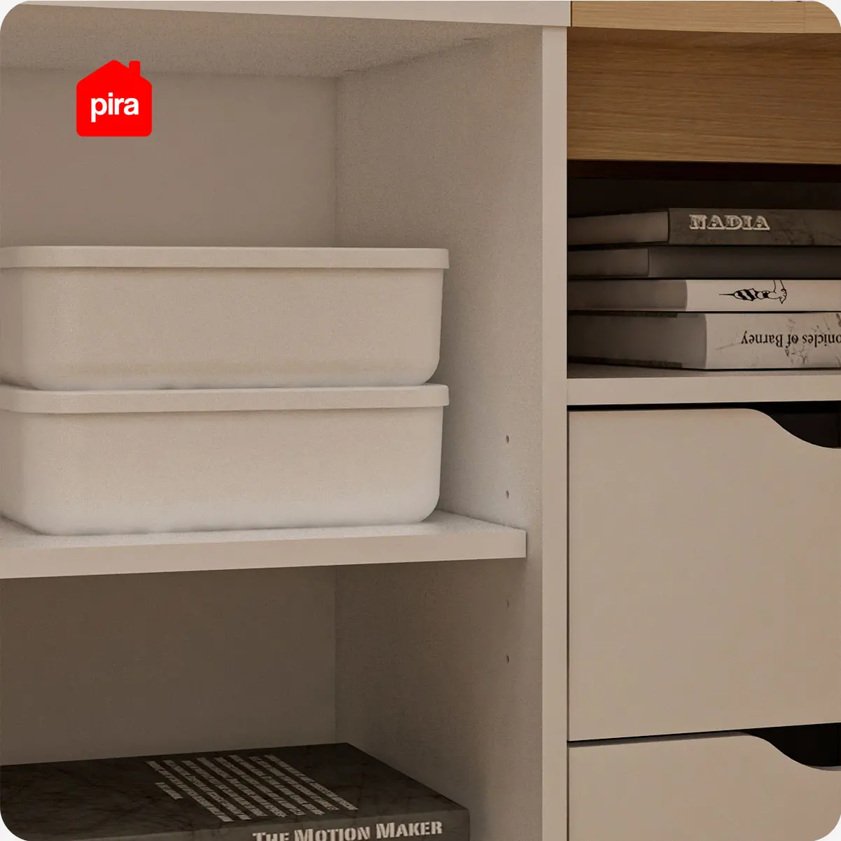PIRA - ANDERS DK140 MEJA KERJA / MEJA BELAJAR / MEJA KANTOR / MEJA KERJA SUDUT warna WHITE SM - PRO OAK - PIRA - foto 5