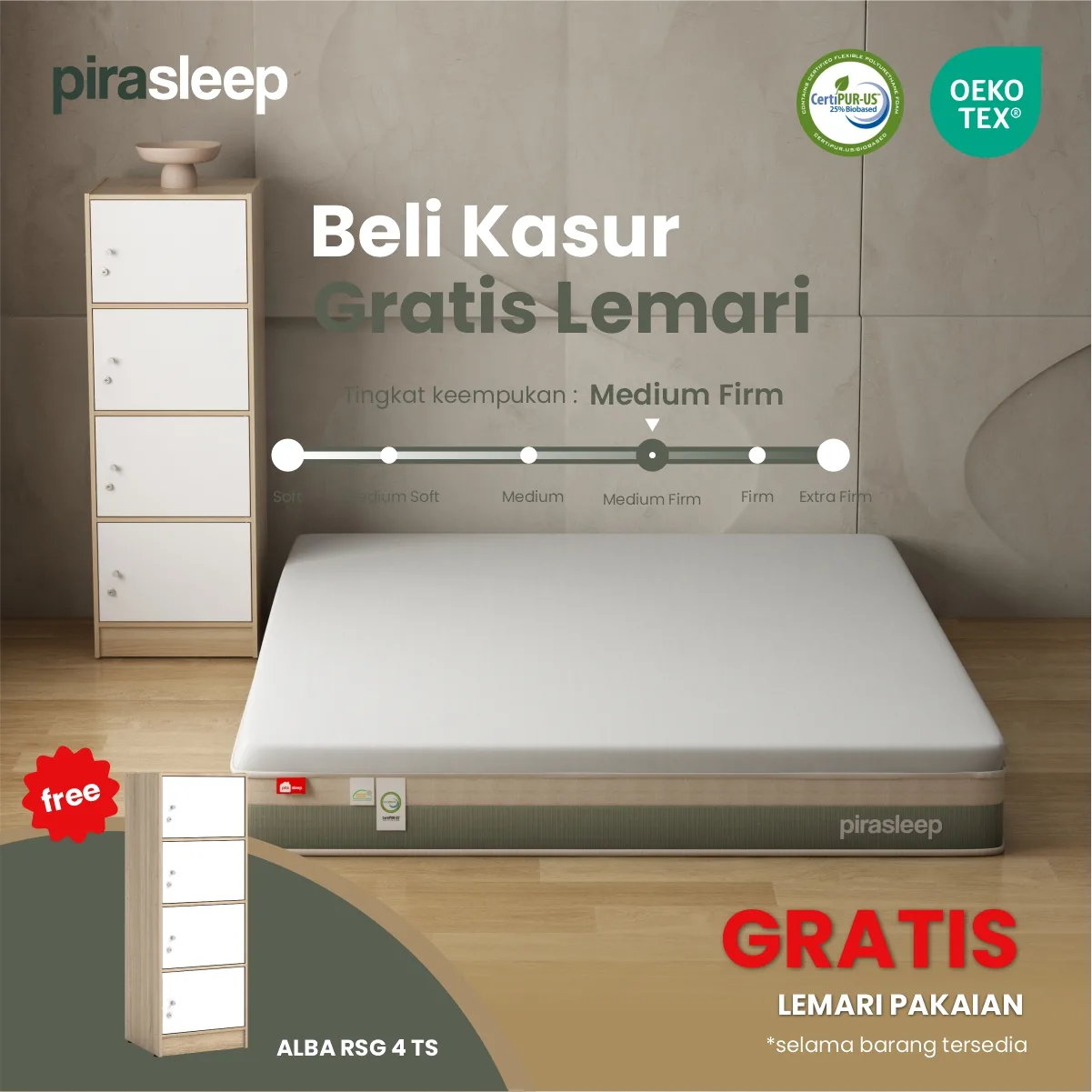 PIRA SLEEP 1 FEPS MF180 WHITE - CREAM + ALBA RSG 4 TS - SONOMA OAK - WHITE - foto 1